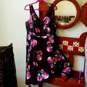 Torrid black and lavender v-neck sleeveless dress.  Size 16